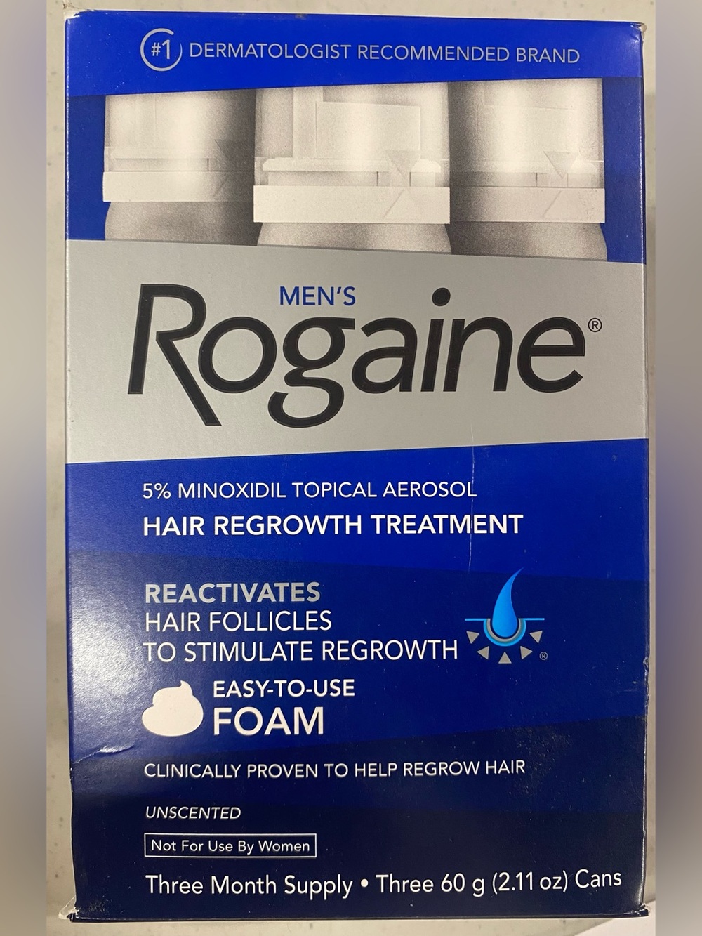 Rogaine 5% Minoxidil Foam for Hair Regrowth, Topical Treatment Unscented